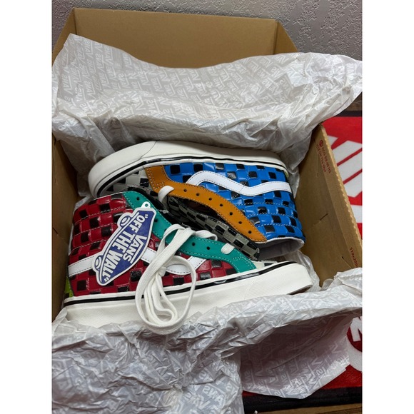 Vans Other - Vans Sk8-Hi Reissue Cap Multi Color Checkerboard High Top Sneakers 7.0W 5.5M